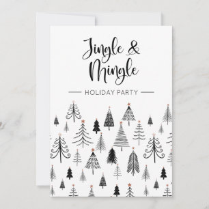 Schwarz-weiße Jingle und Mingle-Holiday Party Einladung