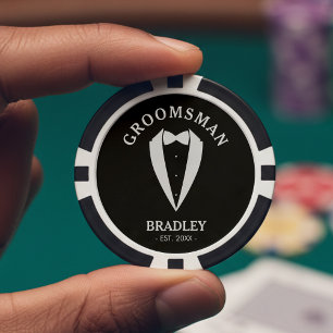 Schwarz-Weiße Junggesellenabschied Trauzeugen Hoch Pokerchips