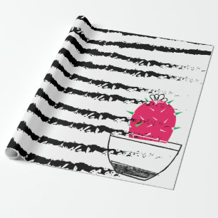 Schwarz-weiße Kaktus Geschenkpapier