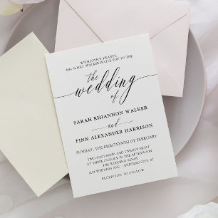 Schwarz-weiße Kalligrafie-Hochzeitseinladung Einladung
