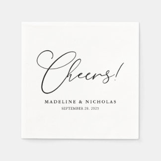 Schwarz-Weiße Kalligrafie Prost! Moderne Hochzeit Serviette