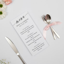 Schwarz-weiße Kalligraphie Elegante Hochzeit Menükarte