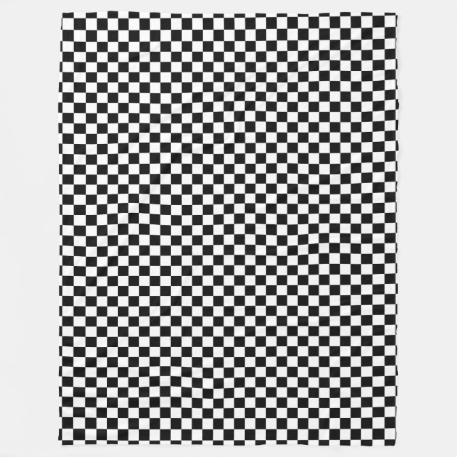 Schwarz-weiße karierte Quadrate Fleecedecke (Vorderseite)