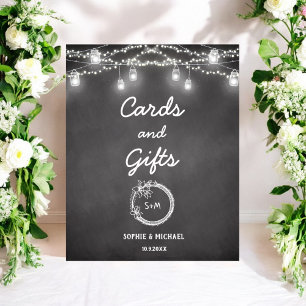 Schwarz-weiße Karten Geschenke Hochzeitsschild Pos Poster