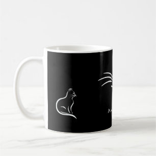 Schwarz-weiße Katze Einfach Minimalistisch persona Kaffeetasse