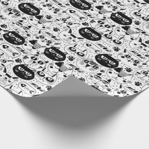 Schwarz-weiße Katzen zeigen Muster Geschenkpapier