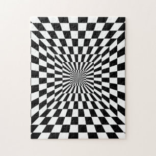 Schwarz-weiße Kegelbahn  Optische Illusion