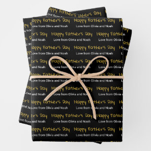 Schwarz-weiße Kindernamen am Tag des glücklichen V Geschenkpapier Set