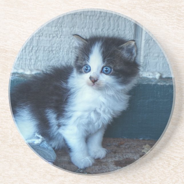 Schwarz + Weiße Kitte Sandstein Untersetzer (Vorne)