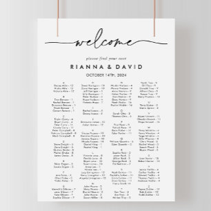 Schwarz-weiße Klassische Alphabetische Sitzkarte Poster