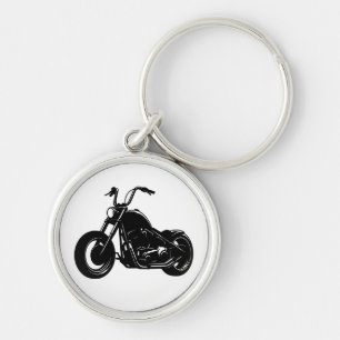 Schwarz-weiße klassische Cruiser-Motorrad-Vektor-K Schlüsselanhänger