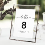 Schwarz-weiße klassische Hochzeit Tischnummer<br><div class="desc">Diese Schwarz-weiße klassische Hochzeitsfeier-Tischnummer eignet sich hervorragend für eine moderne Hochzeit. Das einfache und elegante Design zeichnet sich durch klassische und extravagante Schriftzeichen in Schwarz und Weiß aus. Das ist eine zweiseitige Tischnummer. Fügen Sie jede benötigte Tischnummer individuell in Ihren Warenkorb.</div>