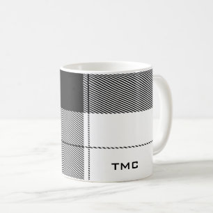 Schwarz-weiße klassische Karierte Initialen Modern Kaffeetasse