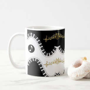 Schwarz Weiße Klaviermusik Noten Tasse