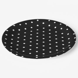 Schwarz-weiße kleine Polka-Punkte Pappteller
