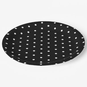 Schwarz-weiße kleine Polka-Punkte Pappteller