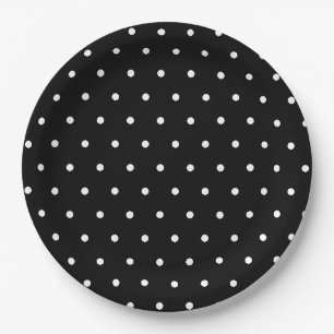 Schwarz-weiße kleine Polka-Punkte Pappteller