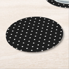 Schwarz-weiße kleine Polka-Punkte Runder Pappuntersetzer
