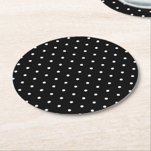 Schwarz-weiße kleine Polka-Punkte Runder Pappuntersetzer