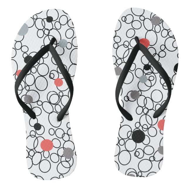 Schwarz-weiße Korallenzirkel Punkte Flip Flops (Fußbett)
