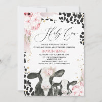 Schwarz-weiße Kuh Calf Boho Floral Baby Dusche