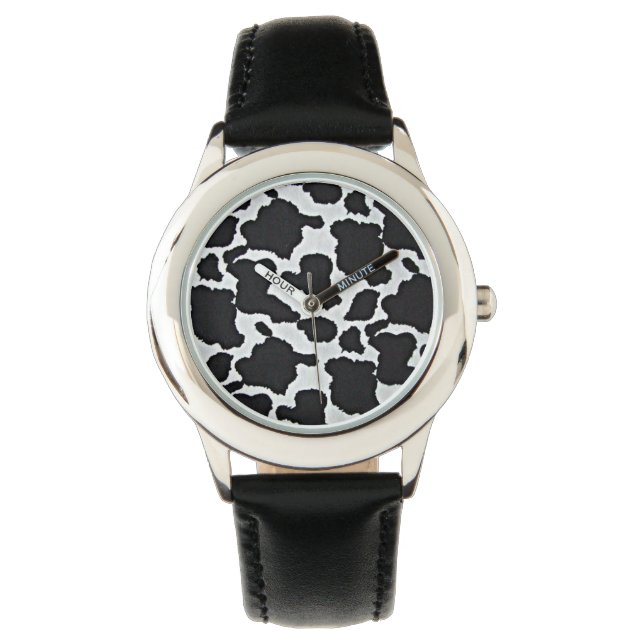 Schwarz-weiße Kuhprägung Armbanduhr (Vorderseite)