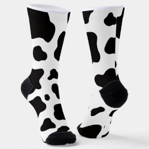 Schwarz-weiße Kunstkuhhaut Socken