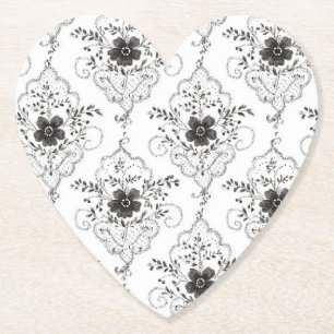 Schwarz Weiße Kunststoff-Spitzen-Blumen Hochzeit Untersetzer
