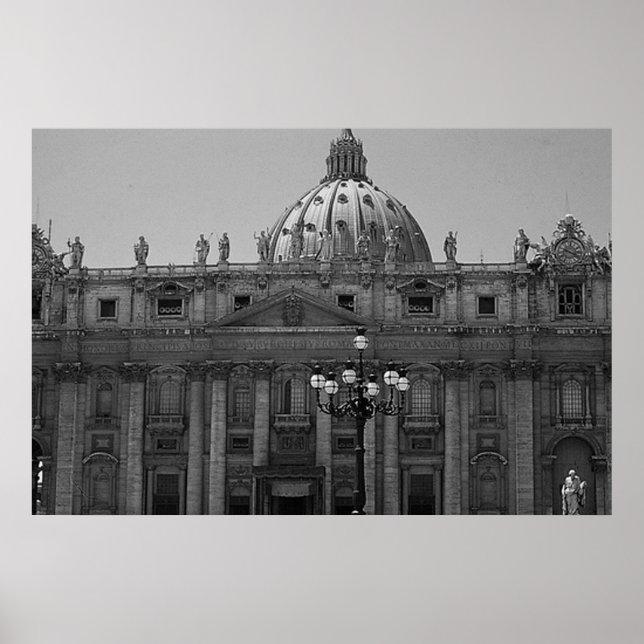 Schwarz-weiße Kuppel der Basilika Rom Poster (Vorne)