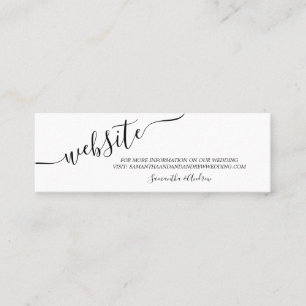 Schwarz-weiße lässige Typografiehochzeitswebsite Mini Visitenkarte
