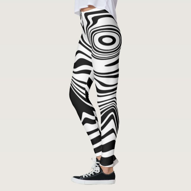 Schwarz-weiße Leggings mit Streifen oder Farbauswa (Links)