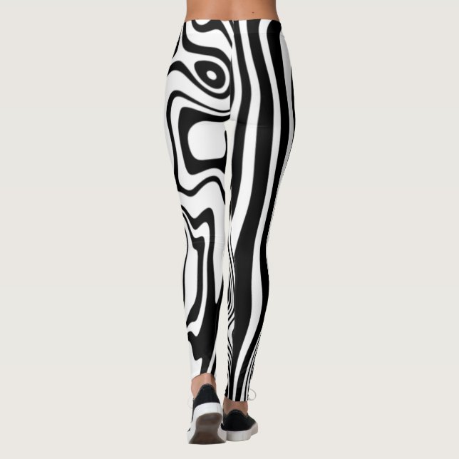Schwarz-weiße Leggings mit Streifen oder Farbe (Rückseite)