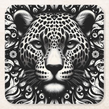 Schwarz-weiße Leopard Papier Untersetzer – Mehr Fo