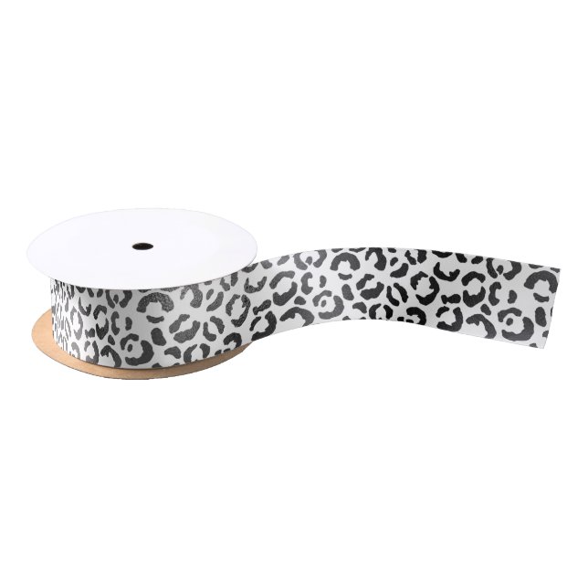 Schwarz-weiße Leopardrucke Satinband (Spule)