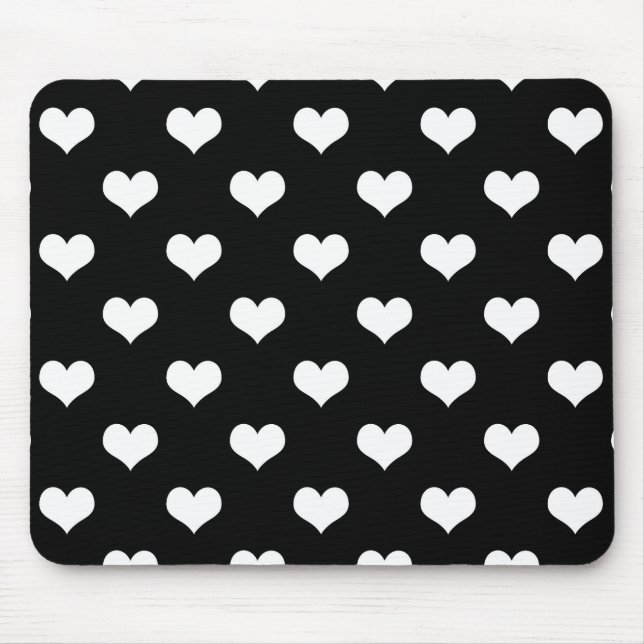 Schwarz-weiße Liebe Herzdesign Mousepad (Vorne)
