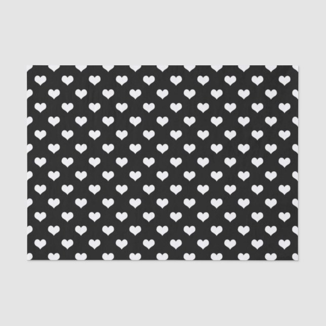 Schwarz-weiße Liebe Herzdesign Seidenpapier (Vorderseite)