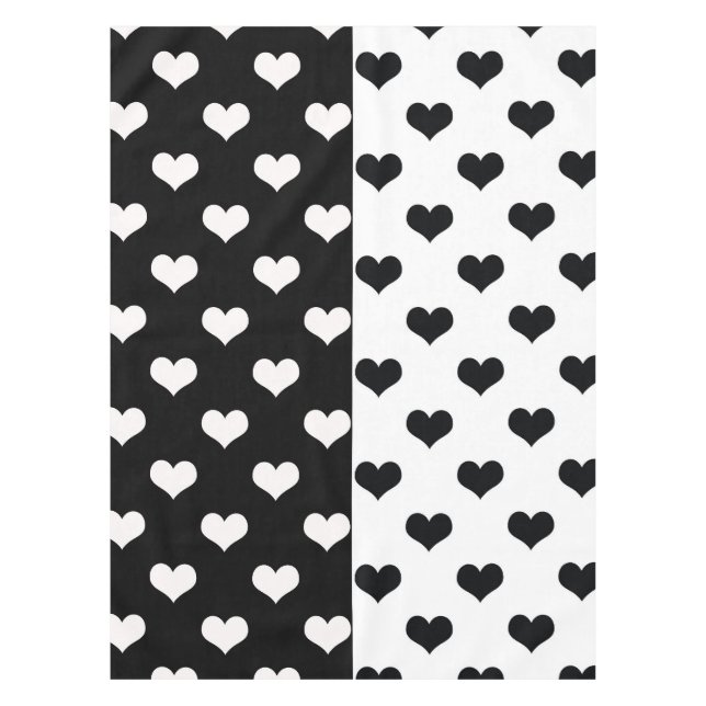 Schwarz-weiße Liebe Herzmuster Tischdecke (Vorderseite)