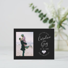 Schwarz-weiße Liebe Typografie Foto Save the Date Ankündigungspostkarte