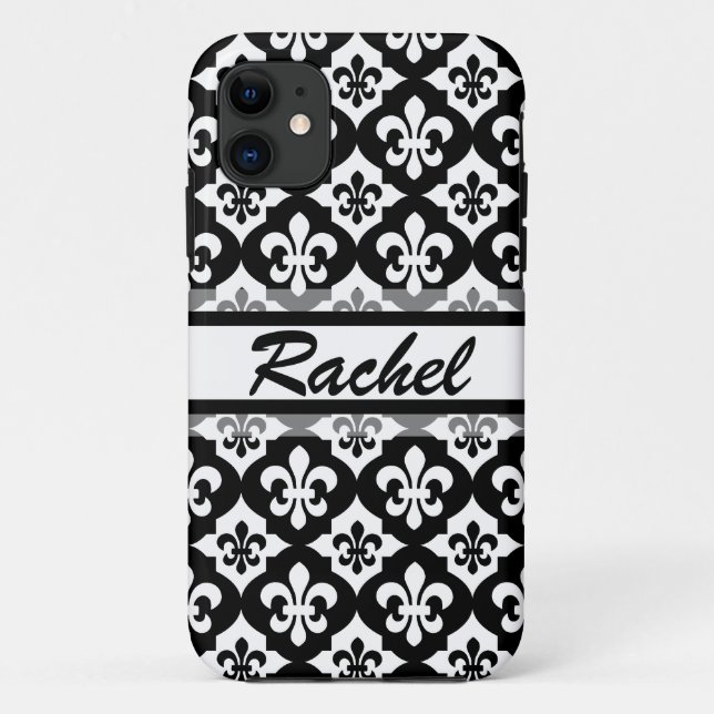Schwarz-weiße Lilie Muster Case-Mate iPhone Hülle (Rückseite)