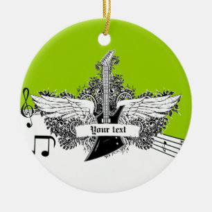 Schwarz-weiße Limone Gitarre und Flügel Keramikornament