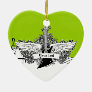 Schwarz-weiße Limone Gitarre und Flügel Keramikornament