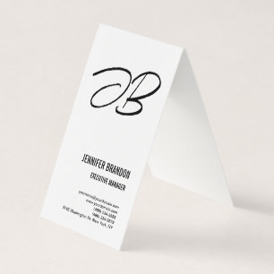 Schwarz-weiße Linen Monogram Minimalistisch Modern Visitenkarten