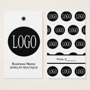 Schwarz-weiße Logo-Preisschilder für Schmuck