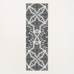 Schwarz-weiße Mandala, Kaleidoskop, Rundschmuck Yogamatte