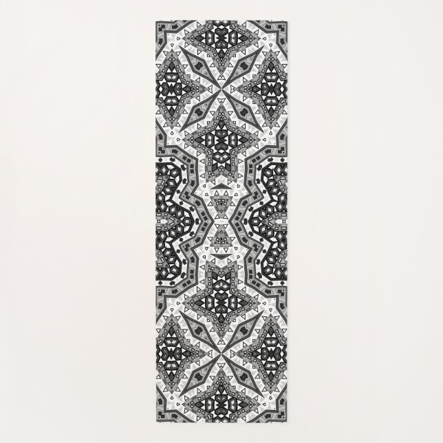 Schwarz-weiße Mandala, Kaleidoskop, Rundschmuck Yogamatte (Vorderseite)