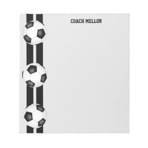 Schwarz-weiße Mannschaftsfarben Fußball-Coach-Cust Notizblock