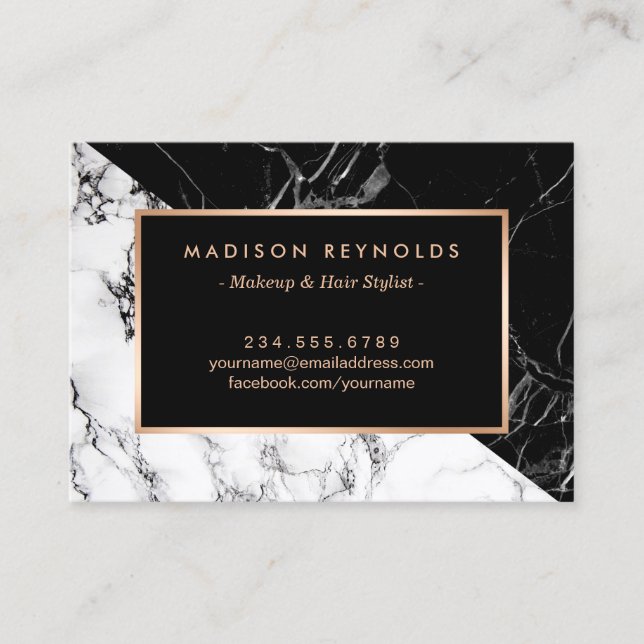 Schwarz-weiße Marbella Beauty Salon Aftercare Card Visitenkarte (Vorderseite)
