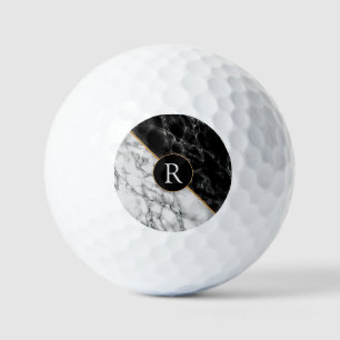 Schwarz-weiße Marmorgolfbälle mit Ihrem Brief Golfball