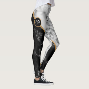 Schwarz-weiße Marmorierung Ihrer Sportnummern Legg Leggings