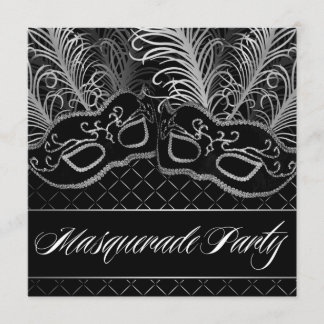 Schwarz-weiße Masquerall-Party Einladungen